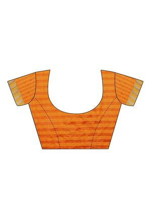 contrast striped zari woven saree with blouse - 15471403 - Standard Image - 3