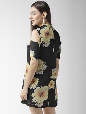 choker neck cold-shoulder floral dress - 15471512 - Standard Image - 3
