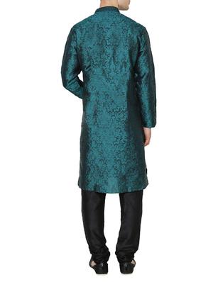 green dupion kurta pyjama set - 15471649 - Standard Image - 3