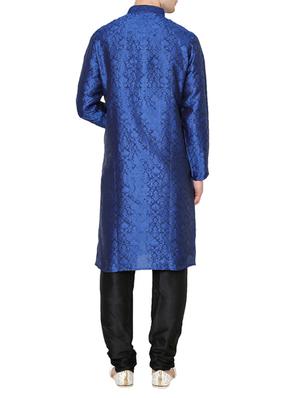 blue dupion kurta pyjama set - 15471651 - Standard Image - 3