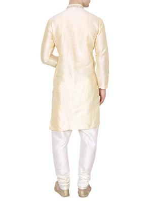 gold dupion kurta pyjama set - 15471659 - Standard Image - 3