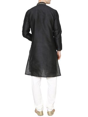 black dupion kurta pyjama set - 15471660 - Standard Image - 3