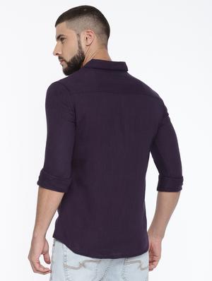 purple cotton casual shirt - 15472265 - Standard Image - 3