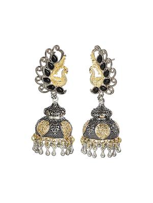 black silver tone oxidized jhumka - 15472472 - Standard Image - 3
