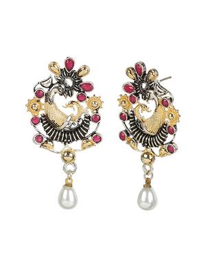 pink silver tone oxidized earrings - 15472476 - Standard Image - 3