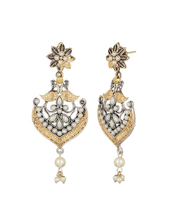 white oxidized drop earrings - 15472537 - Zoom Image - 3