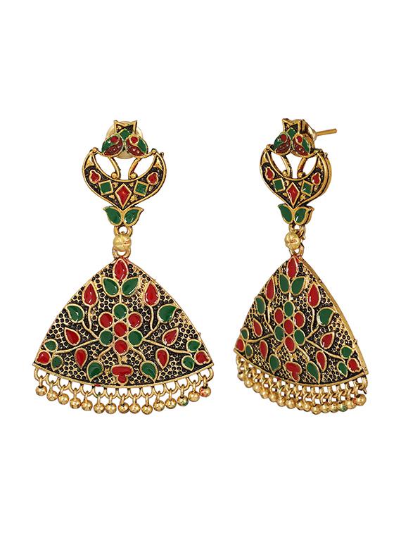 red brass drop earring - 15472577 - Zoom Image - 3