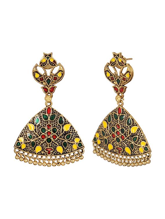 multi colored brass drop earring - 15472580 - Zoom Image - 3
