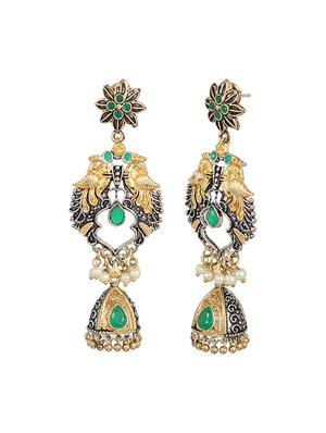 green brass jhumka earring - 15472605 - Standard Image - 3