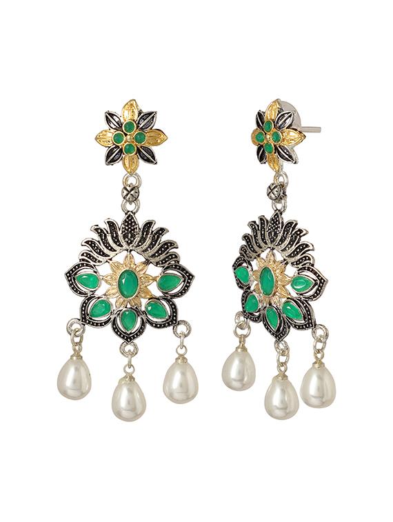 green brass drop earring - 15472613 - Zoom Image - 3