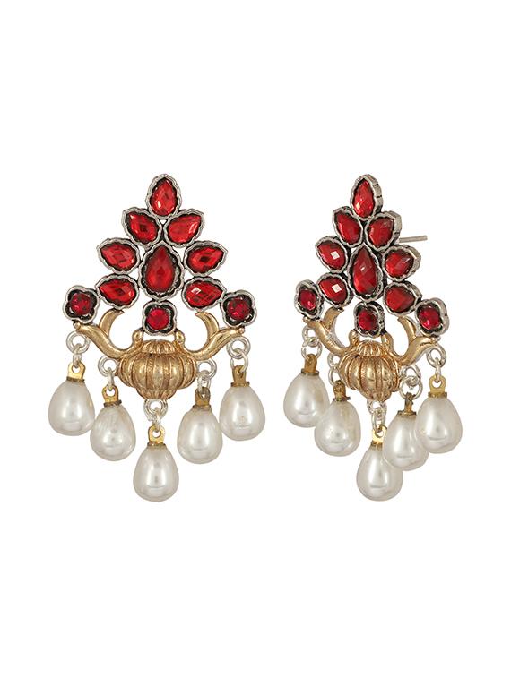 red brass drop earring - 15472640 - Zoom Image - 3