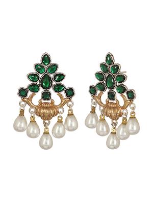 green brass drop earring - 15472642 - Standard Image - 3