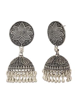 silver brass jhumka earring - 15472658 - Standard Image - 3