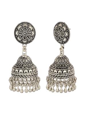 silver brass jhumka earring - 15472659 - Standard Image - 3