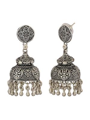 silver brass jhumka earring - 15472665 - Standard Image - 3