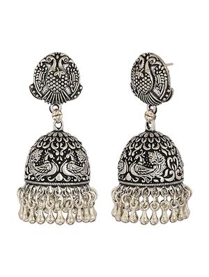 silver brass jhumka earring - 15472668 - Standard Image - 3