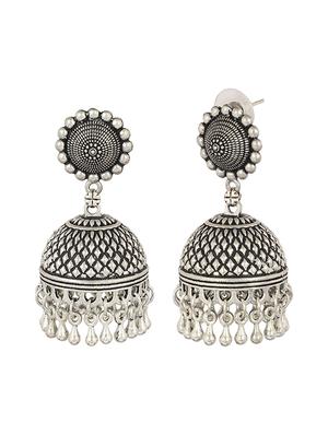 silver brass jhumka earring - 15472681 - Standard Image - 3