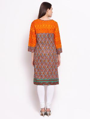 straight printed kurta - 15472710 - Standard Image - 3
