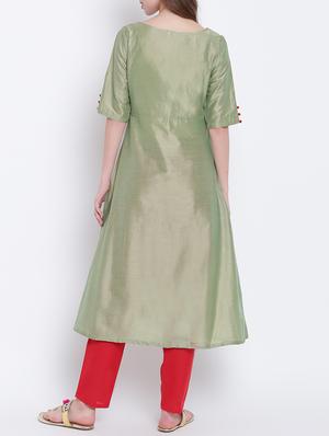 A-line embroidered kurta - 15472768 - Standard Image - 3