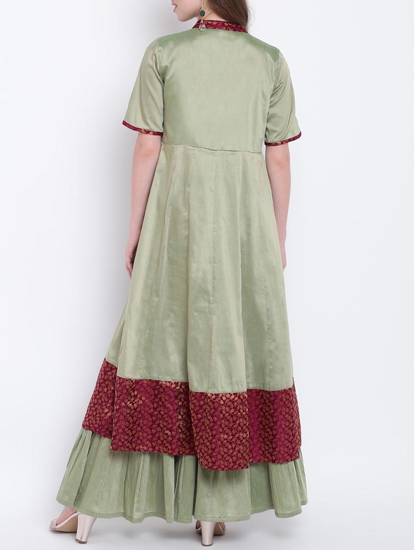 Silk flared kurta with sharara set - 15472774 - Zoom Image - 3