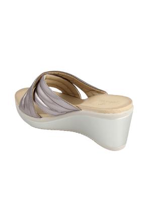 silver slip on wedges - 15473019 - Standard Image - 3