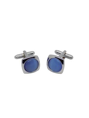 blue micro fiber tie with pocket square and cufflinks - 15473768 - Standard Image - 3