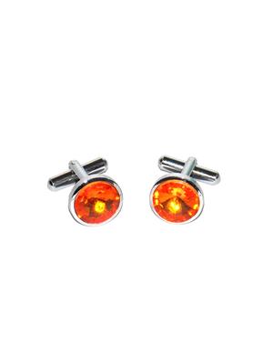 orange micro fiber tie with cufflinks & pocketsquare - 15473771 - Standard Image - 3