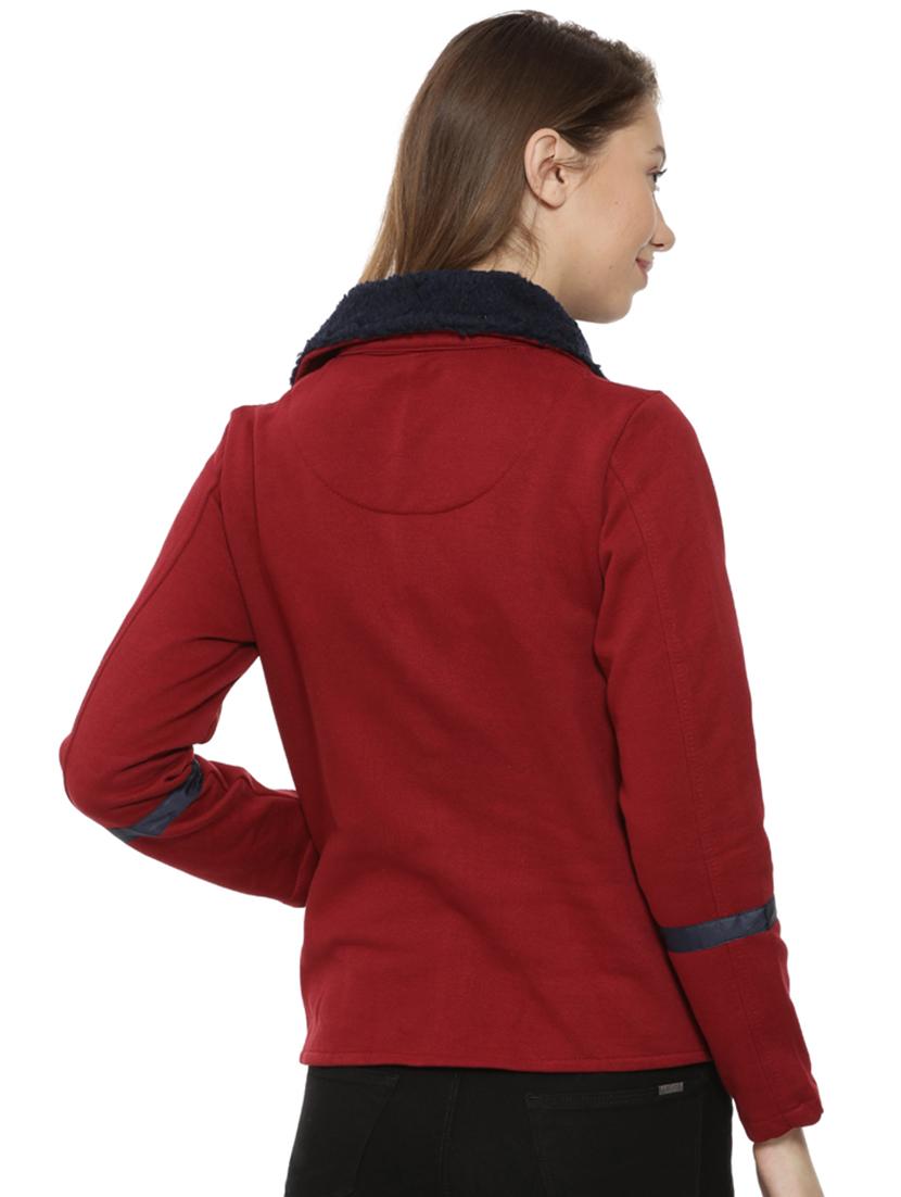 terrycloth detail collar zip up jacket - 15475749 - Zoom Image - 3