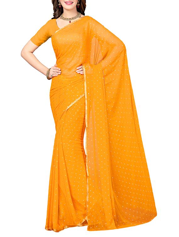 (pack of 2) multicolor georgette printed saree combo with blouse - 15475801 - Zoom Image - 3