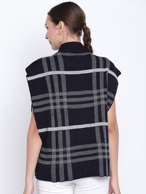 checkered woolen poncho - 15476361 - Standard Image - 3