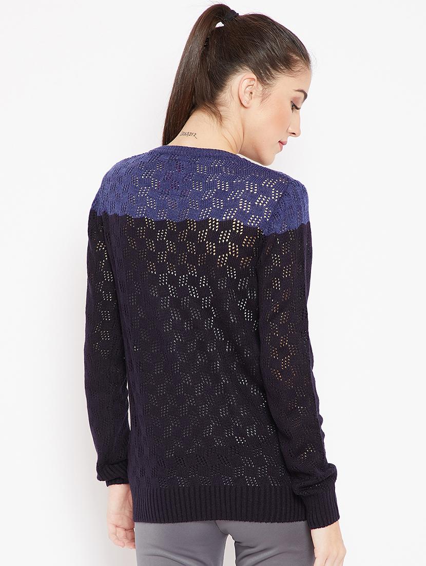 pointelle knit color block pullover - 15476447 - Zoom Image - 3