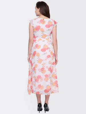 cap sleeved floral printed a-line dress - 15476759 - Standard Image - 3