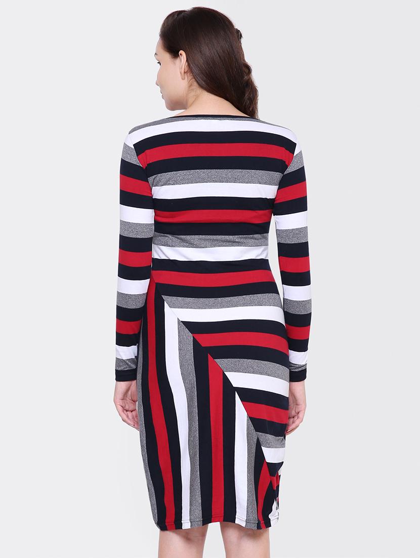long sleeved striped sheath dress - 15476766 - Zoom Image - 3