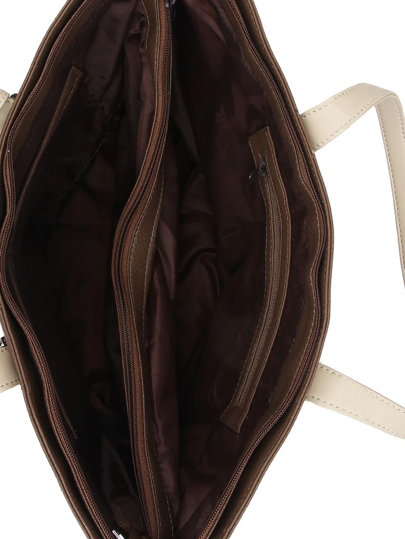 brown leatherette (pu) regular handbag - 15477469 - Zoom Image - 3