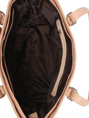 beige leatherette (pu) regular handbag - 15477478 - Standard Image - 3