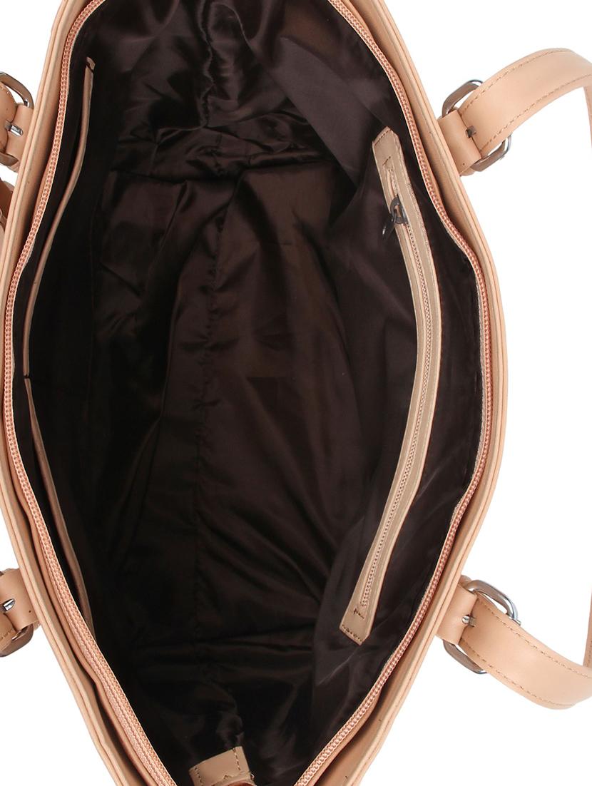 beige leatherette (pu) regular handbag - 15477478 - Zoom Image - 3