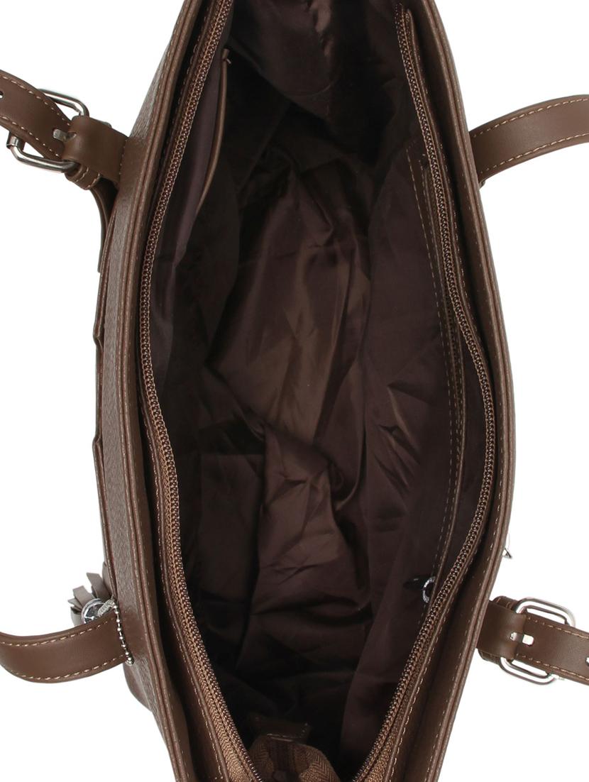 brown leatherette (pu) regular handbag - 15477491 - Zoom Image - 3