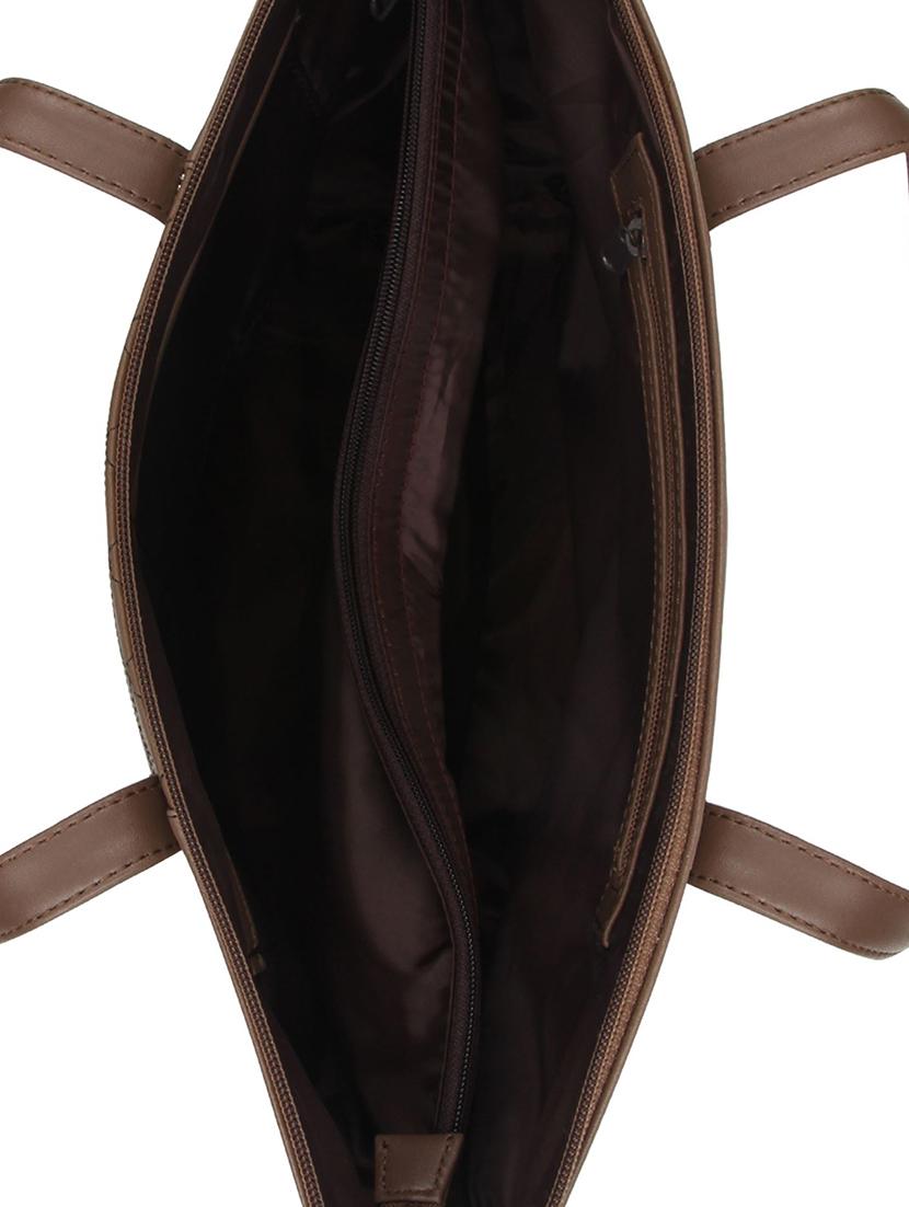brown leatherette (pu) regular handbag - 15477501 - Zoom Image - 3