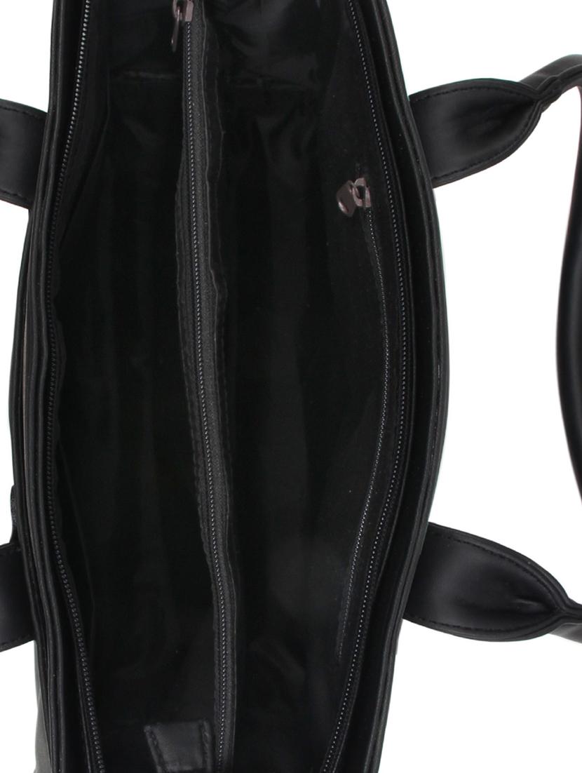 black leatherette (pu) regular handbag - 15477512 - Zoom Image - 3