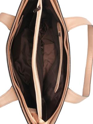 beige leatherette (pu) regular handbag - 15477524 - Standard Image - 3