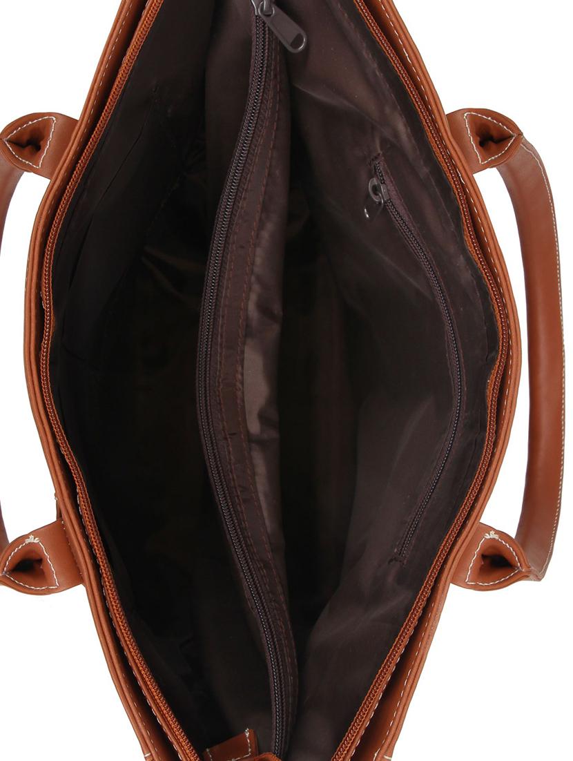 brown leatherette (pu) regular handbag - 15477537 - Zoom Image - 3