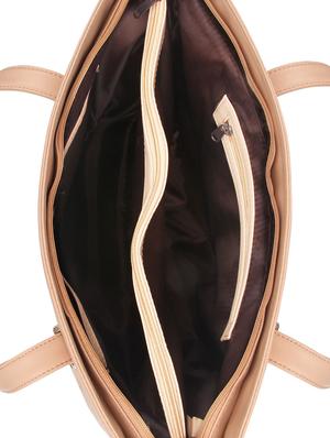 beige leatherette (pu) regular handbag - 15477548 - Standard Image - 3