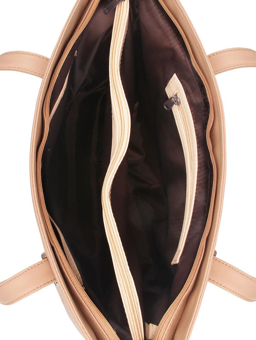 beige leatherette (pu) regular handbag - 15477548 - Zoom Image - 3