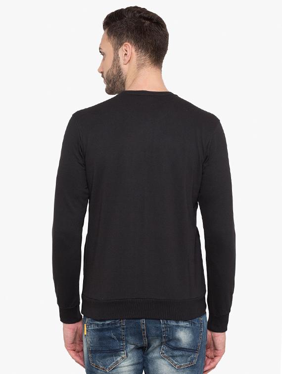 black cotton chest print sweatshirt - 15480457 - Zoom Image - 3