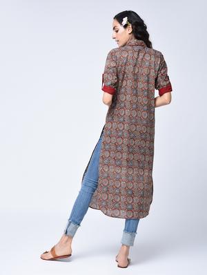 straight printed kurta - 15482767 - Standard Image - 3