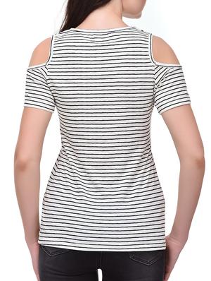 cold shoulder striped top - 15483151 - Standard Image - 3
