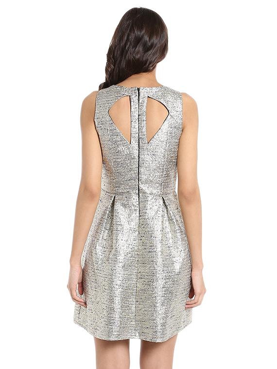 cutout back pleated a-line dress - 15483829 - Zoom Image - 3