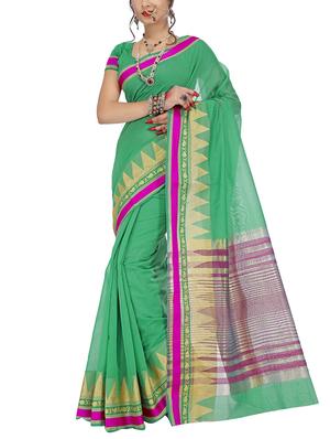 set of 2 zari bordered cotton saree with blouse - 15484169 - Standard Image - 3