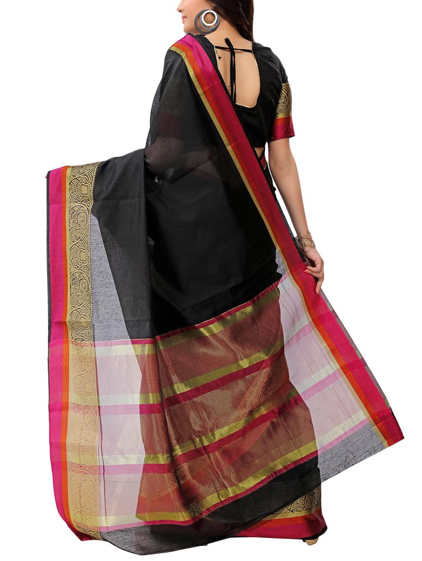 set of 2 zari bordered saree with blouse - 15484252 - Zoom Image - 3