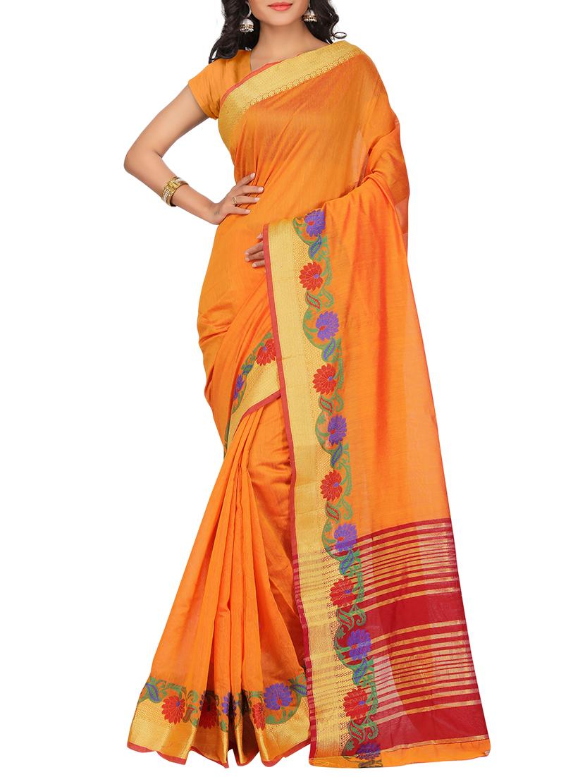 set of 2 zari bordered saree with blouse - 15484279 - Zoom Image - 3